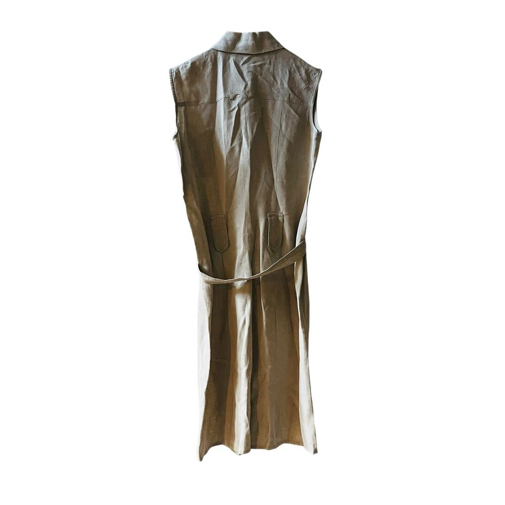 Casual Corner Linen Safari Button Down Sleeveless Dress Size 8 Cream - Picture 2 of 7